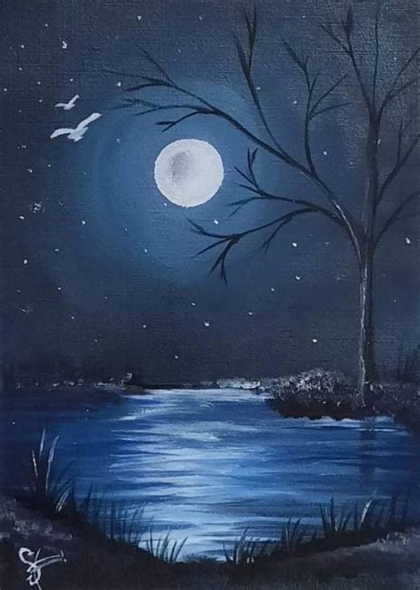 Moonlight Painting By Sanam Haider Moonlight Painting Human Painting