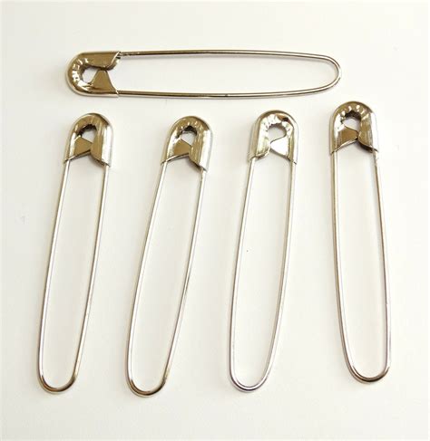 Coil Less French Safety Pins X 5 Large 57cm 225inch Silver