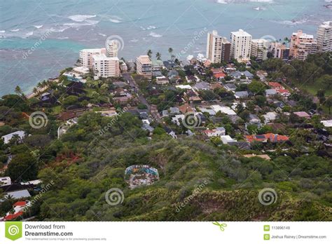 Waikiki Beach From Diamond Head Summit Stock Image Image Of Honolulu