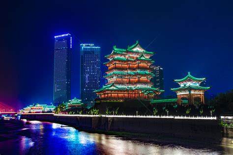 Nanchang Landmark Tengwang Pavilion Night View Picture And Hd Photos