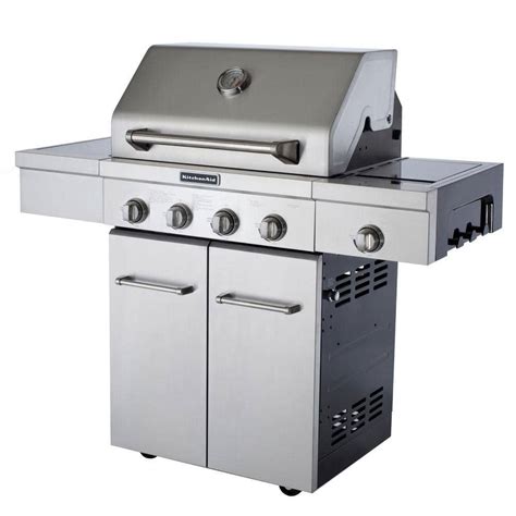Kitchenaid 4 Burner Propane Gas Grill In Stainless Steel With Side