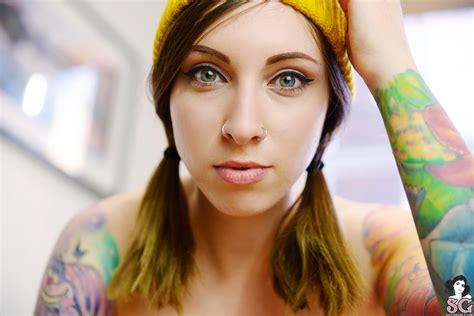 Wallpaper Suicide Girls Women Brunette Tattoo Face Bonnet