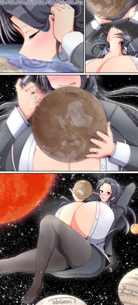 Rule 34 Blush Brown Eyes Cleavage Destruction Drinking Earth Giantess Gigantic Breasts Growing