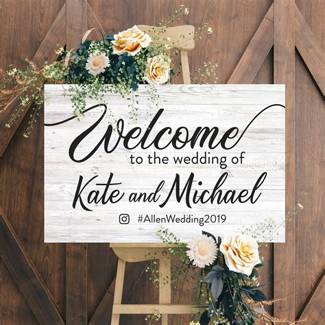Wedding Welcome Sign White Rustic Sign