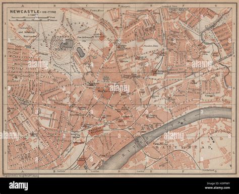 Newcastle Upon Tyne Town City Plan Gateshead Jesmond Shieldfield 1906