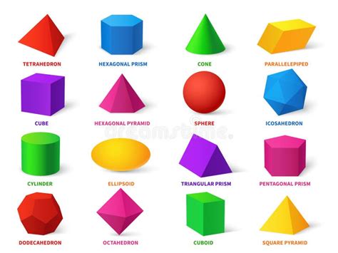 Color Basic Shapes Realistic 3d Geometric Forms Cube And Ellipsoid