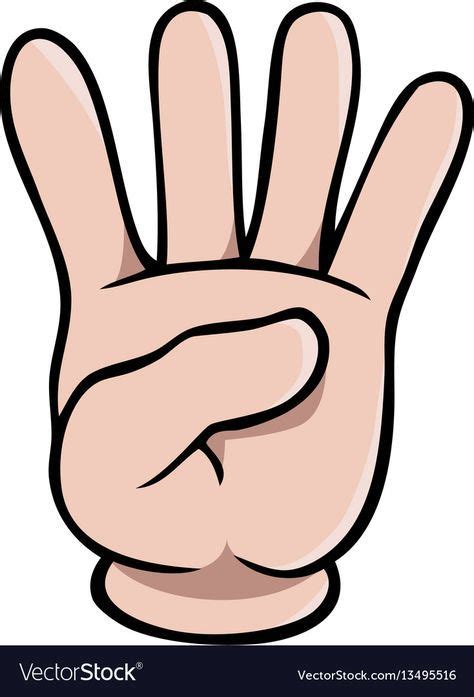 Human Cartoon Hand Showing Four Fingers Vector Image On Vectorstock