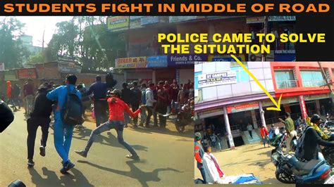 Students Fighting In India Street Fights 2022 Police Control The