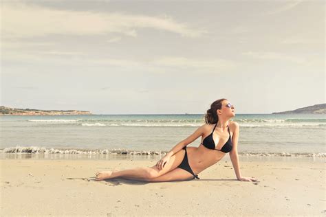 Free Photo Woman In Black Bikini On Seashore Beach Swimsuit Sexy Free Download Jooinn