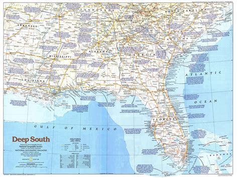 Deep South Us 1983 Wall Map By National Geographic Mapsales