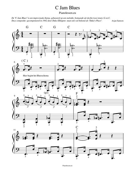 C Jam Blues Sheet Music For Piano Solo