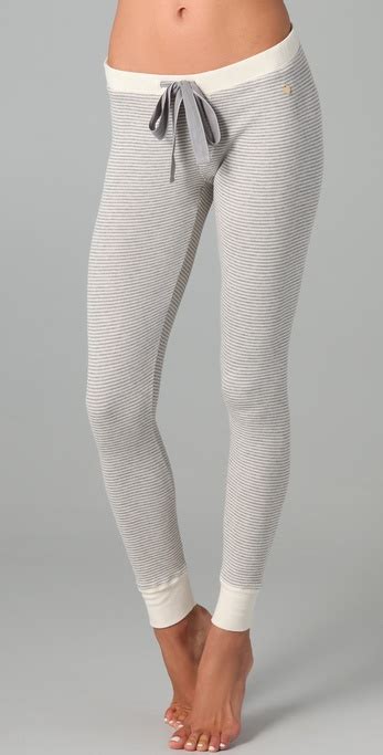 Lyst Juicy Couture Striped Thermal Leggings In Gray