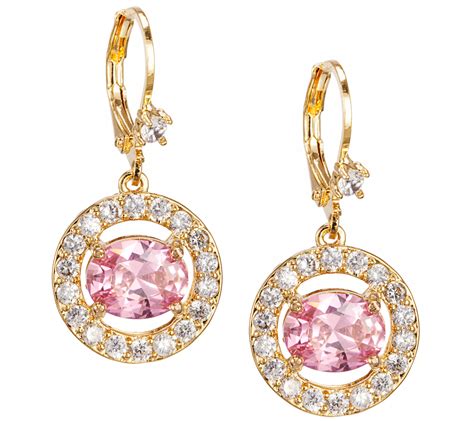 Nina Jewelry Round Pink Crystal Drop Earrings Qvc Com