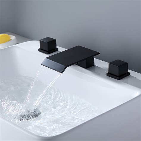 Moda Matte Black Waterfall Holes Bathroom Basin Tap Square Dual