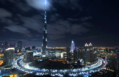 Man Made Dubai Cityscape Night Khalifa Tower Burj Khalifa Wallpaper