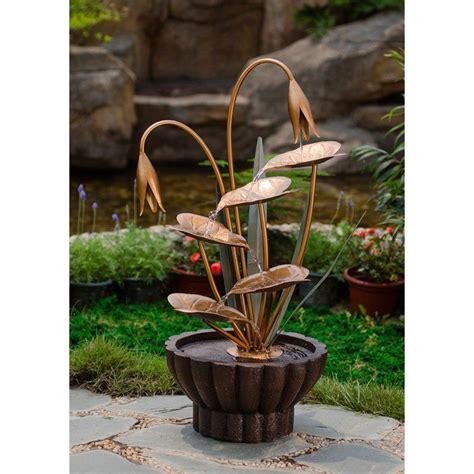 Jeco Metal Leaves Indoor Outdoor Water Fountain Fountains At