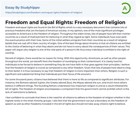 Freedom And Equal Rights Freedom Of Religion Essay Example