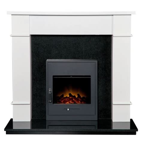 Adam Linton Fireplace With Downlights In Pure White And Granite With Oslo