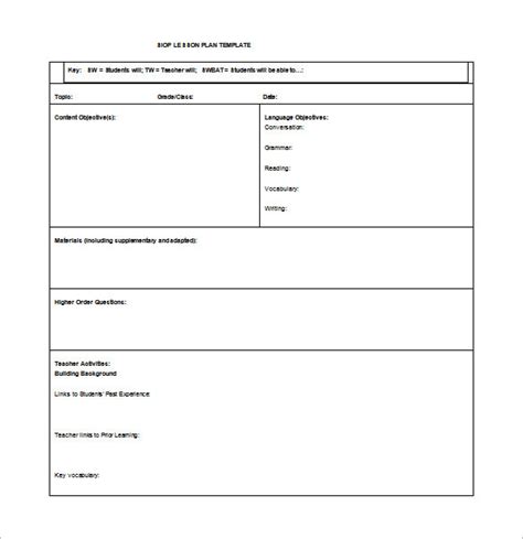 Blank Unit Lesson Plan Template 1 Professional Templates