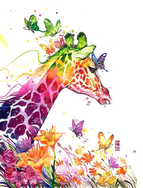 Giraffe Watercolor Painting By Luqmanreza 2 Full Image