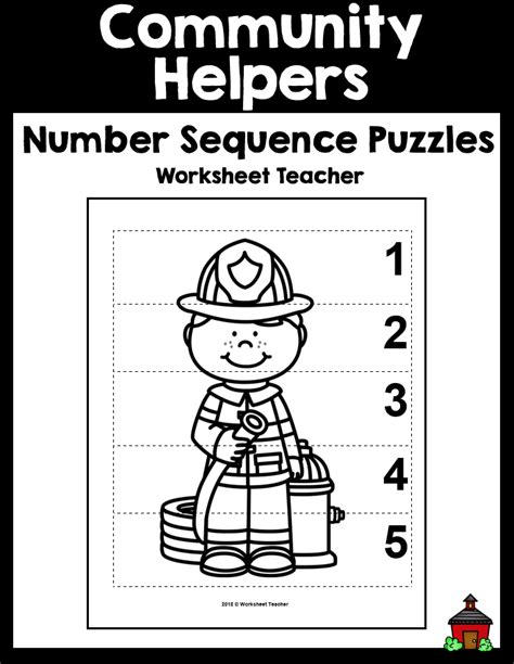 10 Community Helpers Number Sequence Bandw Puzzles Made By Teachers