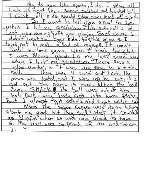 writing samples  fourth grade   library