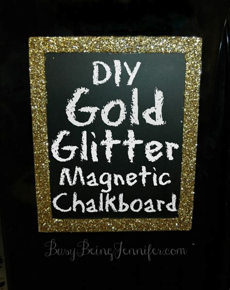 With your chalkboard pen, write out each spice name on your contact paper. DIY Gold Glitter Magnetic Chalkboard - Busy Being Jennifer