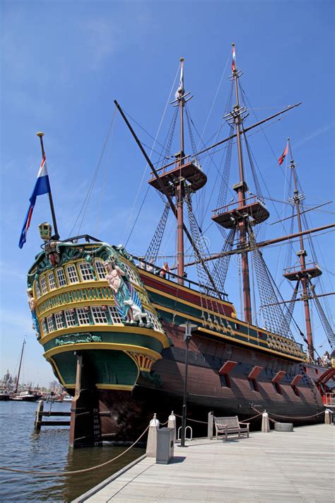 Dutch Sailing Cargo Galleon Ship Of 17th Century Editorial Stock Image