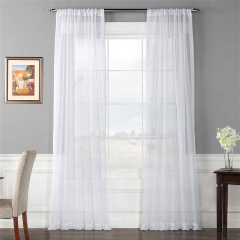 Exclusive Fabrics And Furnishings Solid Voile Poly Sheer Curtain In White