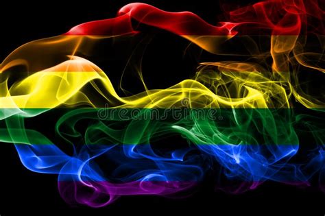Gay Flag Made From Colored Smoke Isolated On Black Background Abstract Silky Wave Background