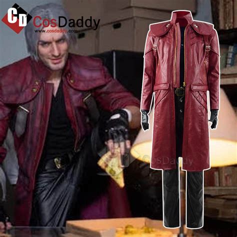 New Devil May Cry V Dmc Dante Cosplay Costume Red Leather Coat Made