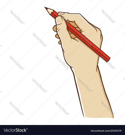 Hand Holding Pencil Vertically Royalty Free Vector Image