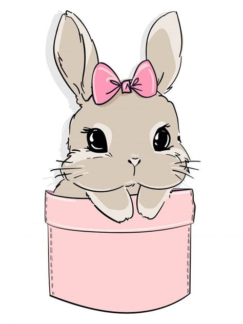 Premium Vector Cute Rabbit And Bow In A Pocket Print For Childrens