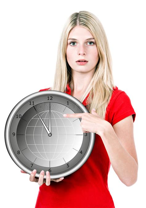 Beautiful Woman With The Clock Stock Image Image Of Portrait Challenge 19637891