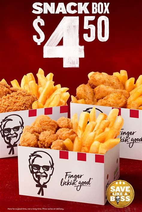 Deal Kfc Snack Box Popcorn Chicken Wicked Wings Or Nuggets