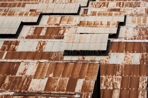 Rusted Metal Roofs Of Industrial Building Stock Image Image Of Brown