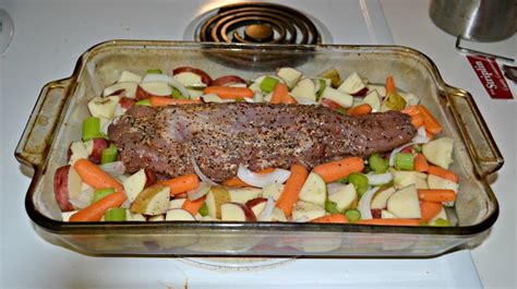 Cover potatoes with water in medium pot, add herbs onion and garlic, bring to boil, salt water liberally and boil until just barely. Roasted Pork Tenderloin with Potatoes and Vegetables ...