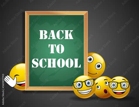 Smileys Yellow Emoticons In Welcome Back To School Design With Facial