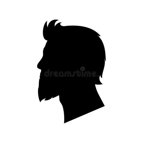 Silhouette Bearded Man Portrait In Profile Stock Vector Illustration