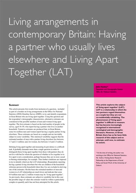 Pdf Living Arrangements In Contemporary Britain Having A Partner Who