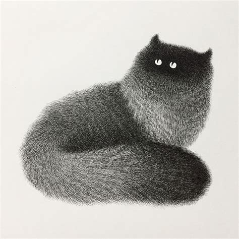 Malaysian Artist Creates Fluffy Cats Using Just Ink And
