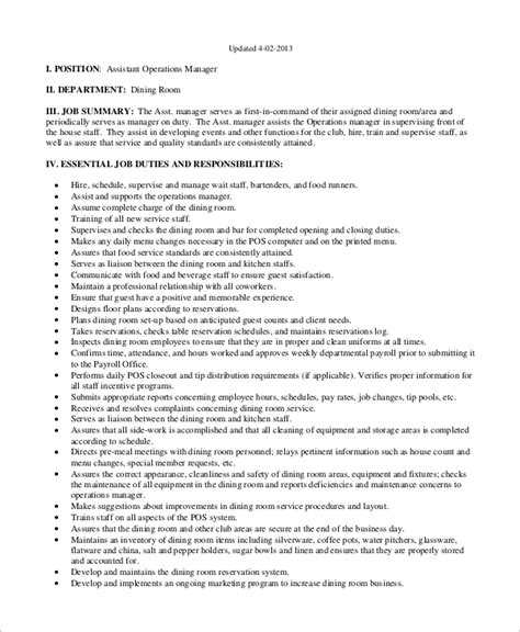 Associate General Manager Job Description Cateringopec