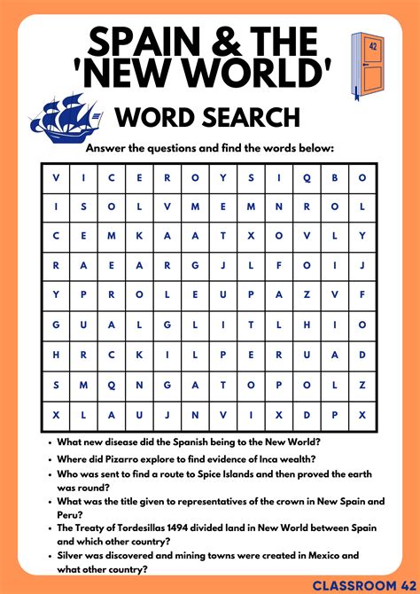 Spain Word Search Classroom 42