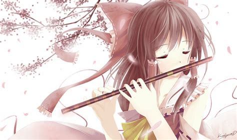 anime girl playing the flute anime anime art girl flute