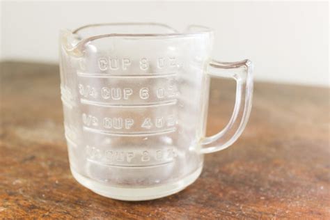 Vintage Glass One 1 Cup Measuring Cup Three Spout Clear