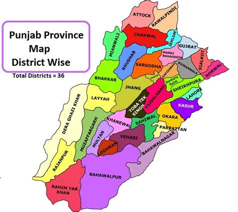 Map Of Punjab Showing The 36 Districts Of The Provinc