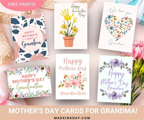 Printable Mothers Day Grandma Cards Made In A Day