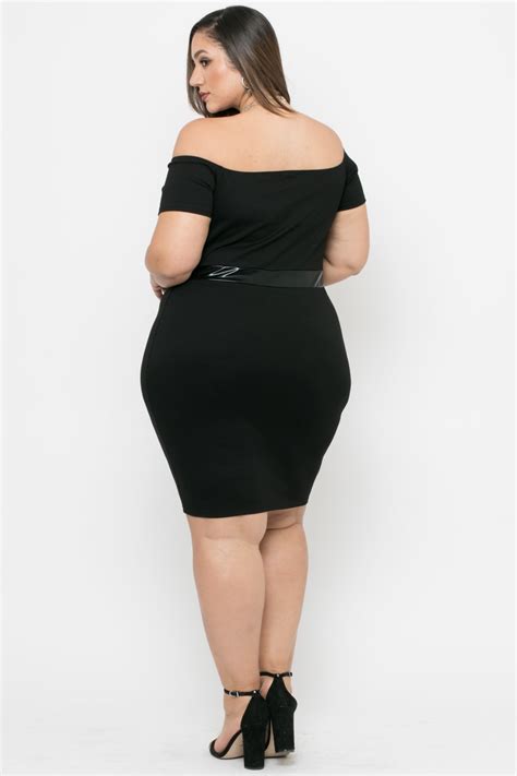 Plus Size Naomi Faux Leather Bodycon Dress Black Curvy