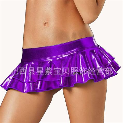 Women Hot Sexy Latex Skirts Suit Pole Dance Clubwear Patent Leather Micro Mini Skirts Set