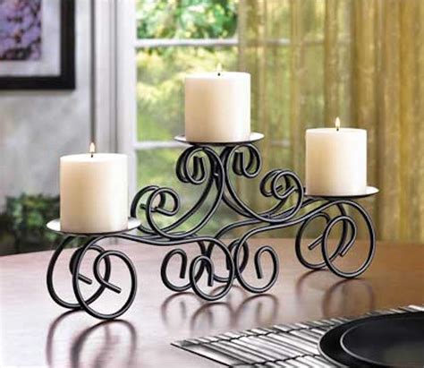 Tuscan Style Candle Holder Black Wrought Iron Table Centerpiece